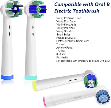 16pcs Toothbrush Heads Compatible with BRAU Oral B Electric Toothbrush,Pack of 4 Precision Clean,4 Cross Clean,4 3D Whitening Clean and 4 Sensitive Clean, Four Models in one Pack