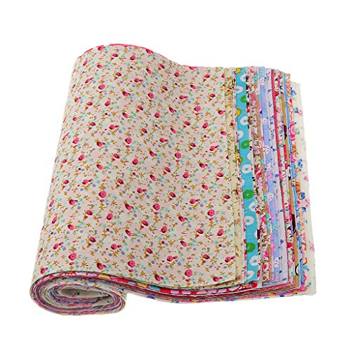 F Fityle 30 Misture O Tecido De Algodão Impresso Floral Para O Saco De Bonecas Artesanato De Costura