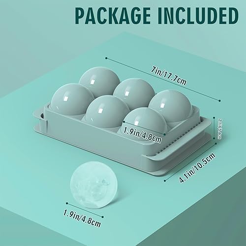 Miniatura 4 de WIBIMEN Moldes grandes para cubitos de hielo, molde para cubitos de hielo de whisky que ahorra espacio, moldes redondos para cubitos de hielo sin