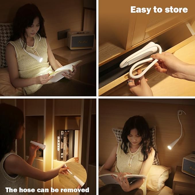 ANJOGIFT LED White Hose Book Light, Brightness Adjustable, 3 Colors Switched, Compact Portable Soft Neck Lamp, European Contracted Design Style, Accurate Projection, Type-C Rechargeable Book Lamp photo 3