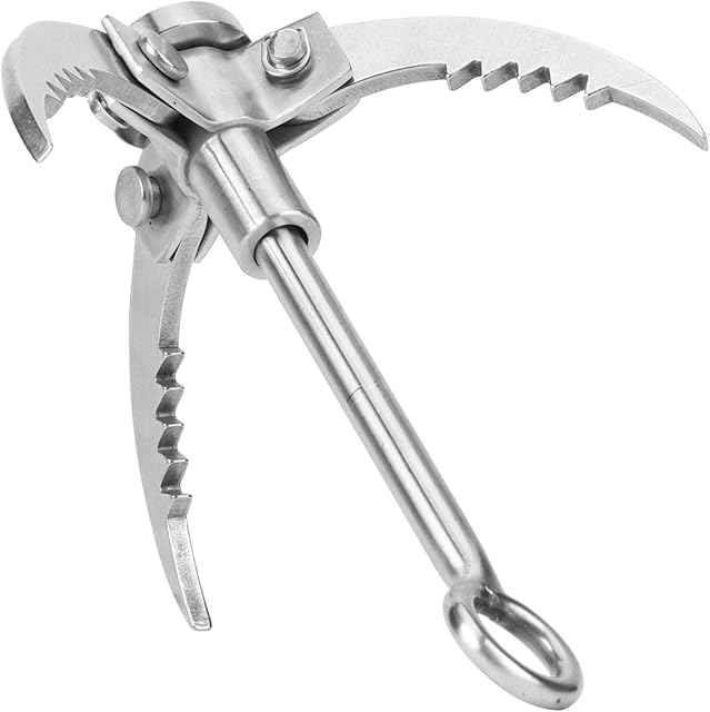 Alomejor 3 Claws Grappling Hook Folding Hook Stainless Steel Rock Climbing Claw Hook