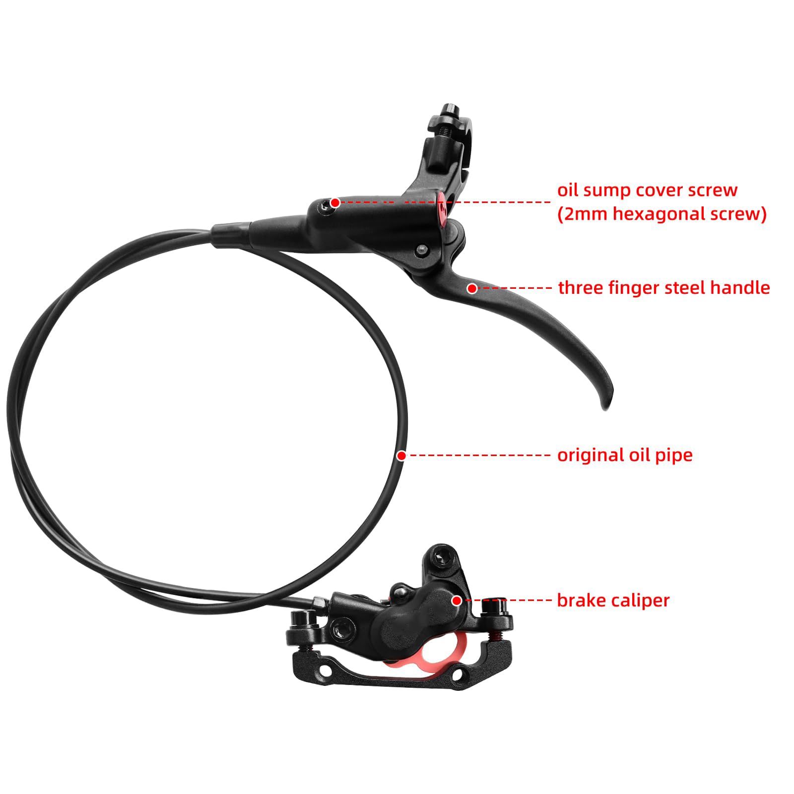 Juego de Frenos de Disco hidráulicos para MTB con 2 pistones, manetas de Freno de Aluminio, latiguillos de 800 mm Delante y 1550 mm detrás, para MTB, Bicicletas de montaña y de Carretera