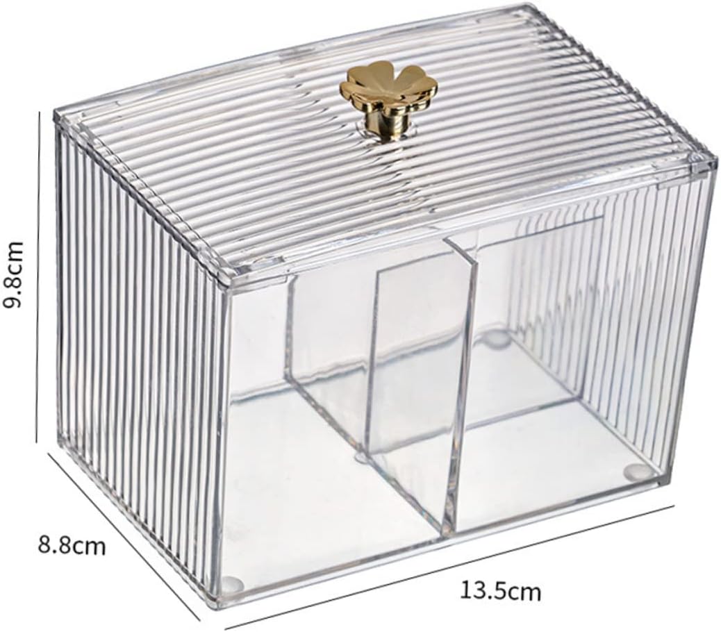 VOSAREA Acrylic Multi-grid Cosmetics Storage Box with Lid for Cotton Swabs image 2