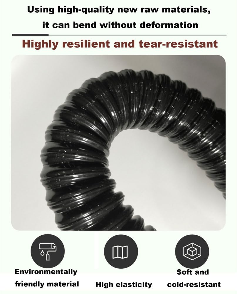 Tubo flessibile for raccolta polveri in PU nero da 1 m for sistemi di aspirazione industriali: durevole e resistente all'usura(105mmx1.2mm)