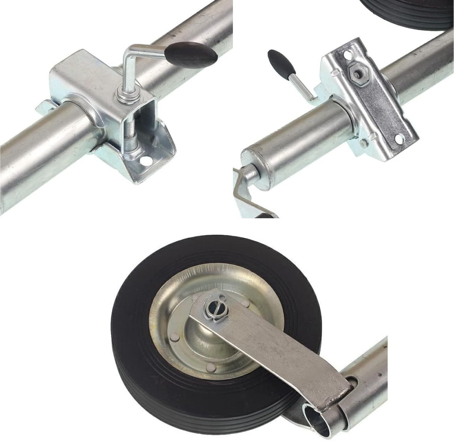 Trailer Jack Wheel - Boat Trailer Jack with Wheel, 48mm Tube, Caravan Accessories Camper Parts Jockey RV Stand Perfect, Heavy-Duty Bolt-On Swivel for All Trailers, Cam(