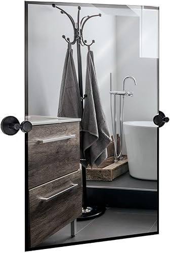 Hamilton Hills - Espejo pivotante ovalado grande con anclajes de pared de cromo pulido - Espejo de pared ajustable con respaldo, movible e