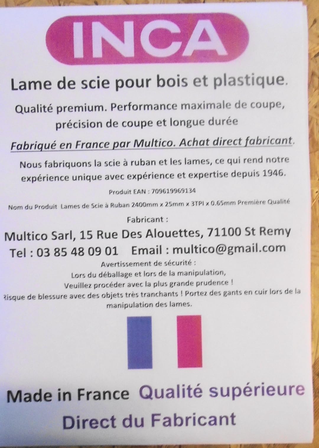 Lames de Scie à Ruban 2400mm x 25mm x 3TPI x 0.65mm Acier Qualité Professionnelle Compatible Bois, Plastique, PVC