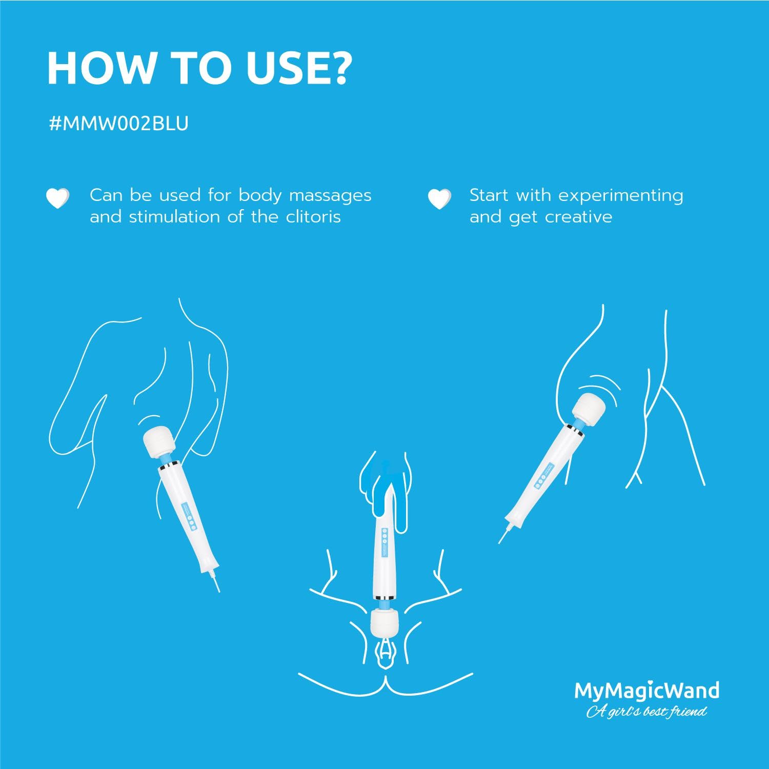 My Magic Wand (6 livelli di vibrazione) Massager per donne - massaggiatore, motore potente e estremamente silenzioso, massaggiatore muscolare, massaggiatore più forte in Europa - blu