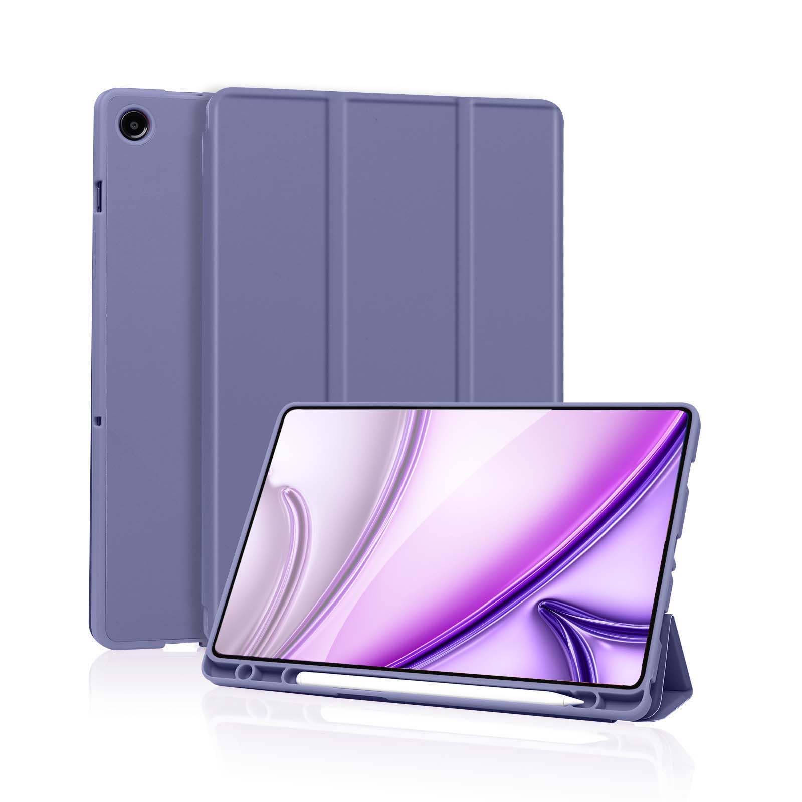 Custodia Cover Compatibile con Samsung Galaxy Tab A9 Plus / A9+ 11 Pollici 2023 con Portapenne, Custodia Smart con Supporto a Tre Pieghe, Retro in Morbido TPU, Auto Sveglia/Sonno (Blu Grigio)