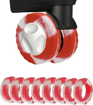 Luggage Wheel Covers, Silicone Protective Covers, Dustproof, Scratch-Resistant, Anti-Noise, Suitcase Wheel Protector for Travel, Pink + white