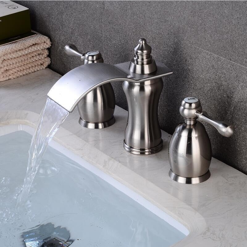 Robinet d'eau chaude et froide lavabo nickel avec mitigeur fluide
