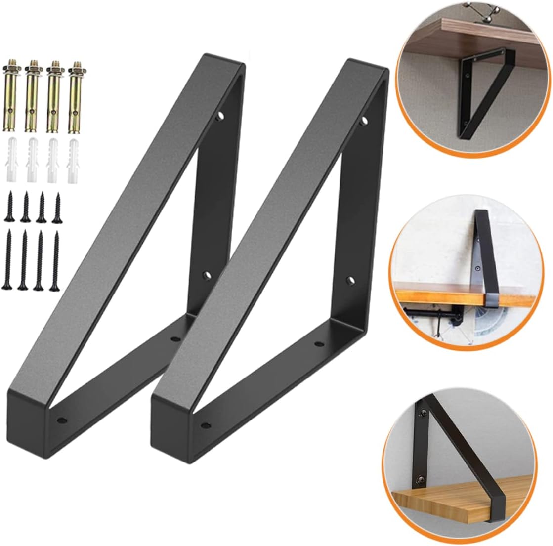 Hemoton 2pcs Heavy Duty Shelf Brackets for Wall Mount Support Brackets for Floating Shelves Kitchen Bathroom Living Room and Garage