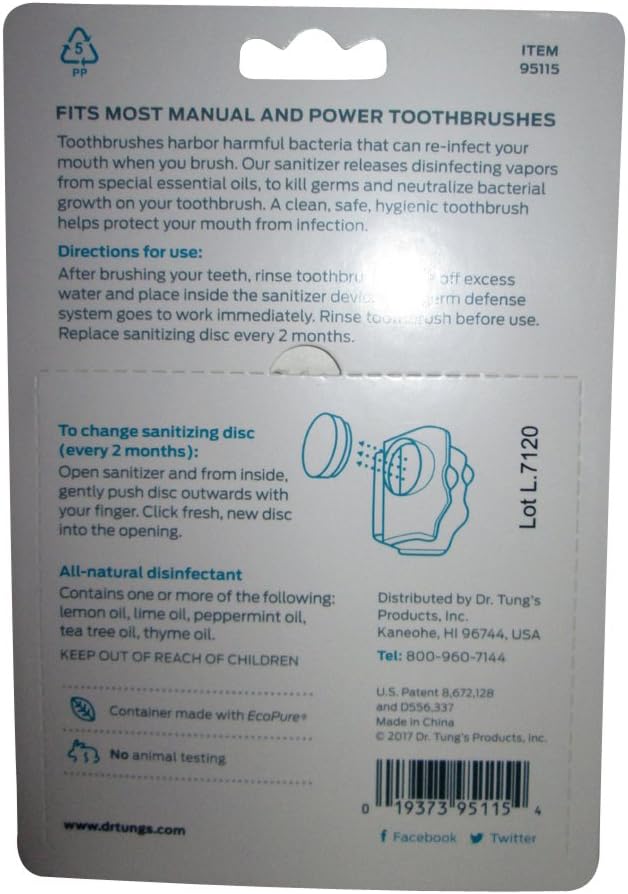 Dr. Tung's Snap-On Toothbrush Sanitizer 2 count (Pack of 2) - Assorted colors