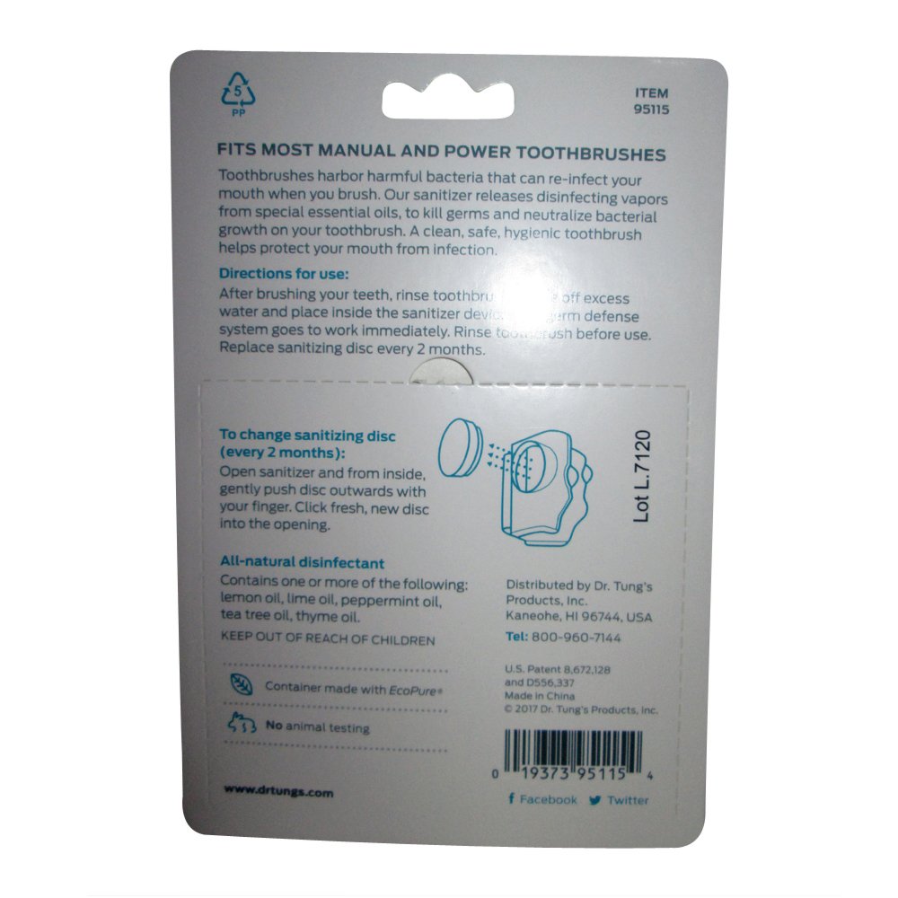 Dr. Tung's Snap-On Toothbrush Sanitizer 2 Count (Pack of 10) - Assorted colors