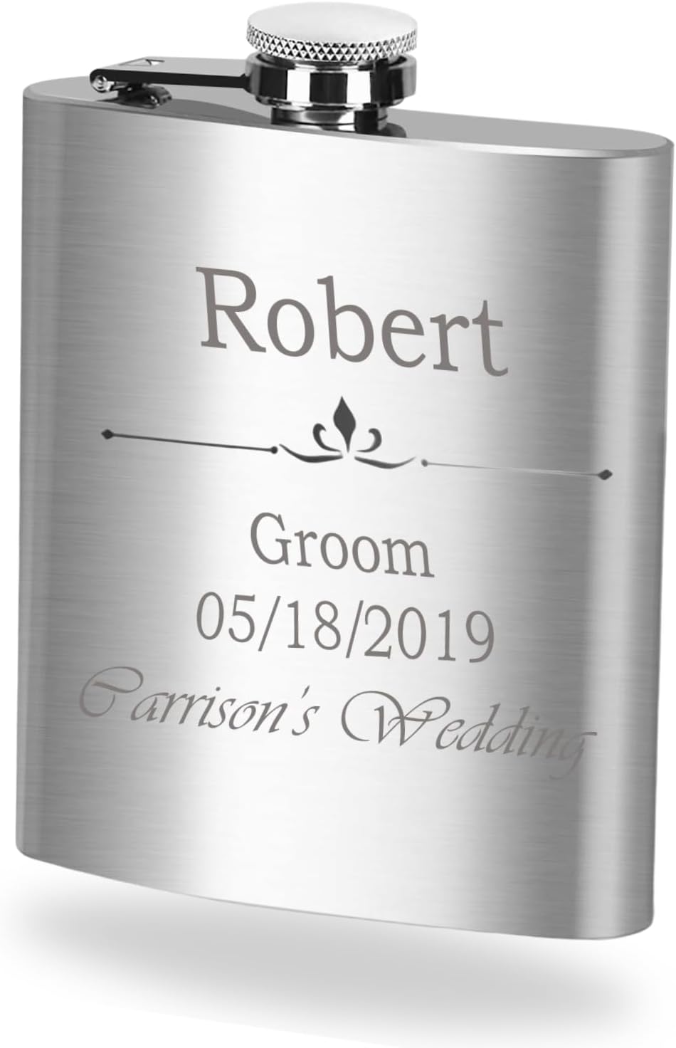 Top Shelf Stainless Steel Wedding Hip Flask 6Oz | Custom Engraving Personalized Name Bachelorette Party Favors Flask | Leak Proof Screw-On Cap | Groomsmen Gifts