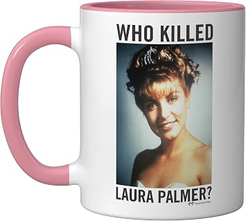 Twin Peaks Who Killed Laura Palmer? Ceramic Mug, Pink/White