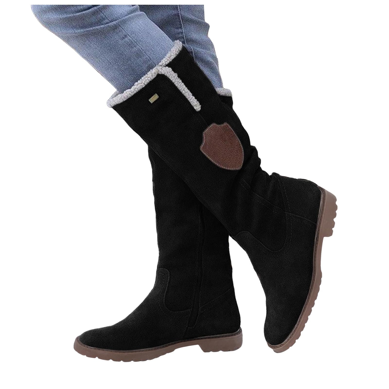 Botines para mujer con cremallera lateral, punta redonda y caña alta a media botas de verano para mujer