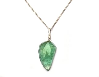 Natural Green Strawberry Quartz Pendant, Copper in White Plating, Gemstone Necklace, Gemstone Jewelry, Stone Pendant, Handmade, Fancy Shape, Gift Her