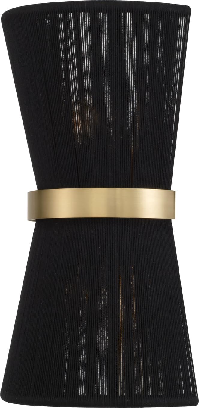 Capital Lighting 641221KP Cecilia Transitional Artisan Luxe Art-Inspired Wall Sconce Light, 2-Light 120 Total Watts, 16" H x 9" W, Black Rope and Patinaed Brass