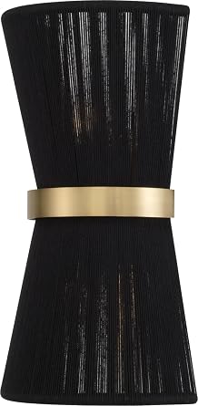 Capital Lighting 641221KP Cecilia Transitional Artisan Luxe Art-Inspired Wall Sconce Light, 2-Light 120 Total Watts, 16" H x 9" W, Black Rope and Patinaed Brass
