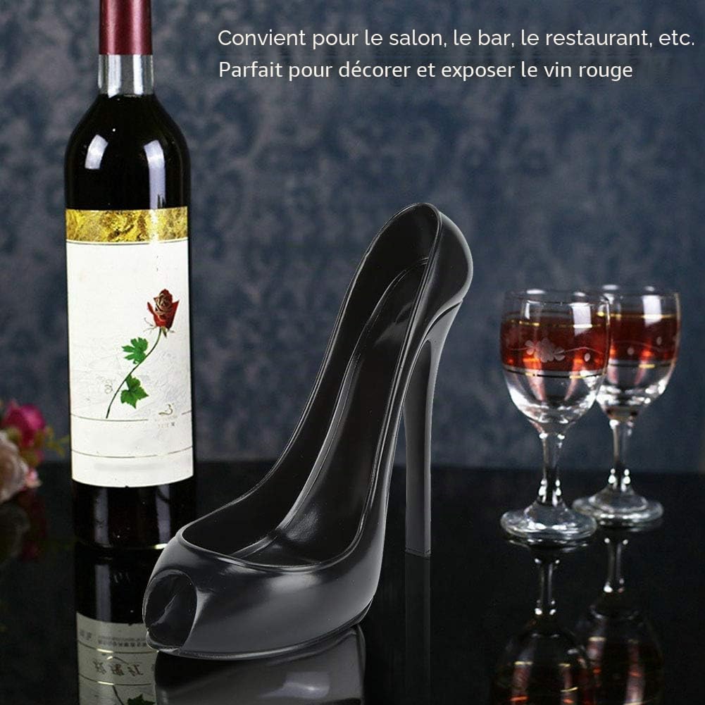 Tissting Porte-Bouteilles à Talons Hauts 22 cm/8.7 Pouces Noir Support de Vin - Support de Vin Autoportant pour Maison Salon Bar Décoration Unique Cadeau Créatif