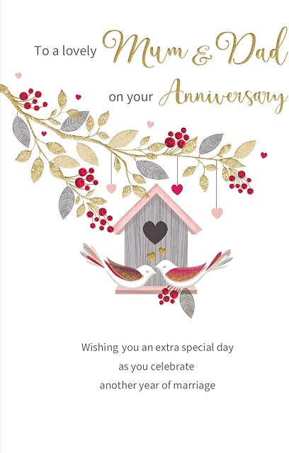 Classic Annivesary Card to Lovely Mum & Dad - 9 x 6 inches - Regal Publishing, C80797