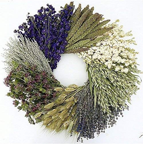 The Wheel. Dried herb, Floral and Grain Fall Wreath- Great Gardening Lover Gift! 19 Inch, Hand Made in The USA. Round Wreath, Wreath for The Front Door Home Décor.