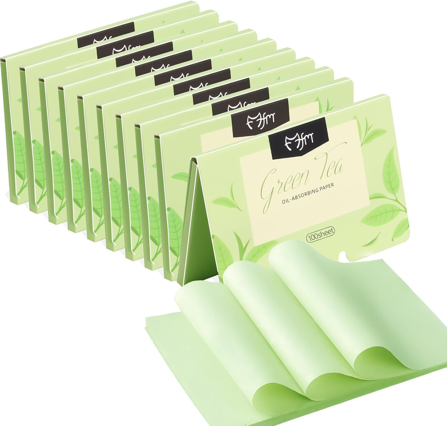 leslee 100 counts oil blotting sheet, oil control film, blotting paper for oily skin care, green tea oil absorbing tissues paper, large 9cmx7cm [ 1-pcs ]