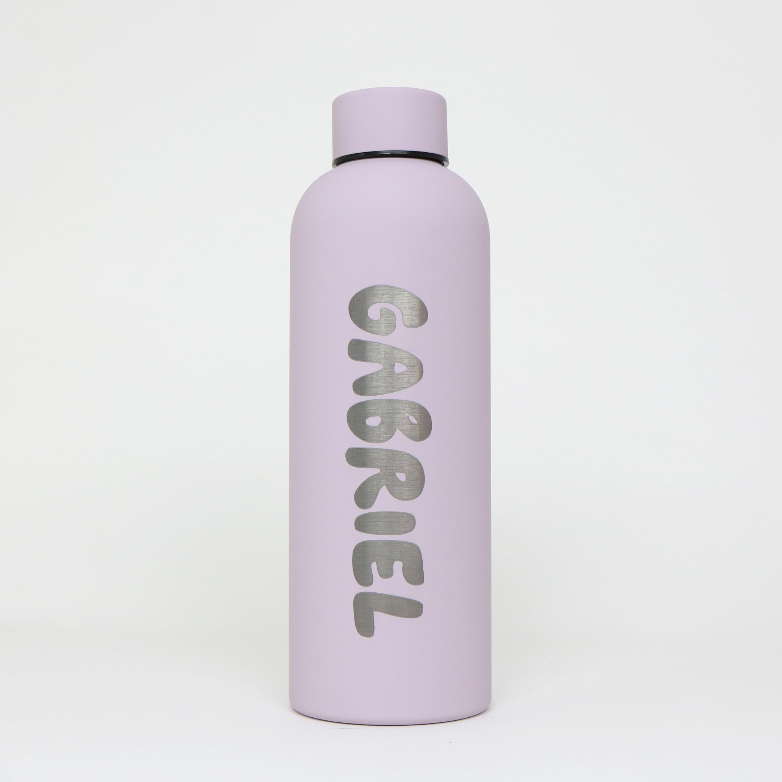 cribstar Personalised Engraved Insulated Water Bottle | Stainless Steel Water Bottle | Double Walled Drink Bottle Keeps 12 Hours Hot & 24 Hours Cold 500ML | Vaccum Flask (Lilac)