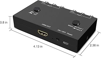 2 Port AV to HDMI Converter, Dual RCAto HDMI Adapter, Composite to HDMI Adapter Support 16:9/4:3 Compatible with WII/N64/PS1/PS2/PS3/VHS/VCR/DVD Players etc(2 AV in 1 HDMI Out)