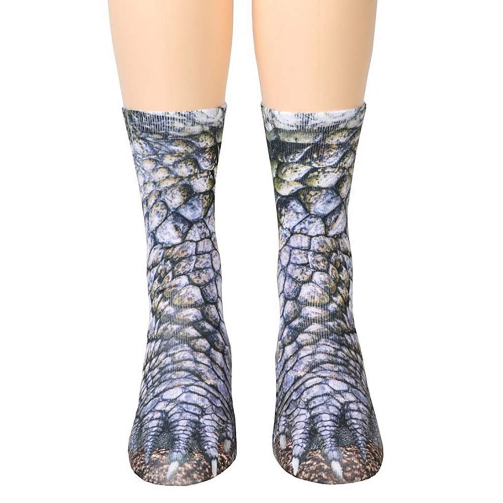 Gemini_mall Funny Socks, Novelty Socks Gifts Women Men Kids Adult Unisex Animal Paw Print Funny Crew Socks Casual Non Slip Socks Xmas Gifts Stocking Fillers Dinosaur Adult