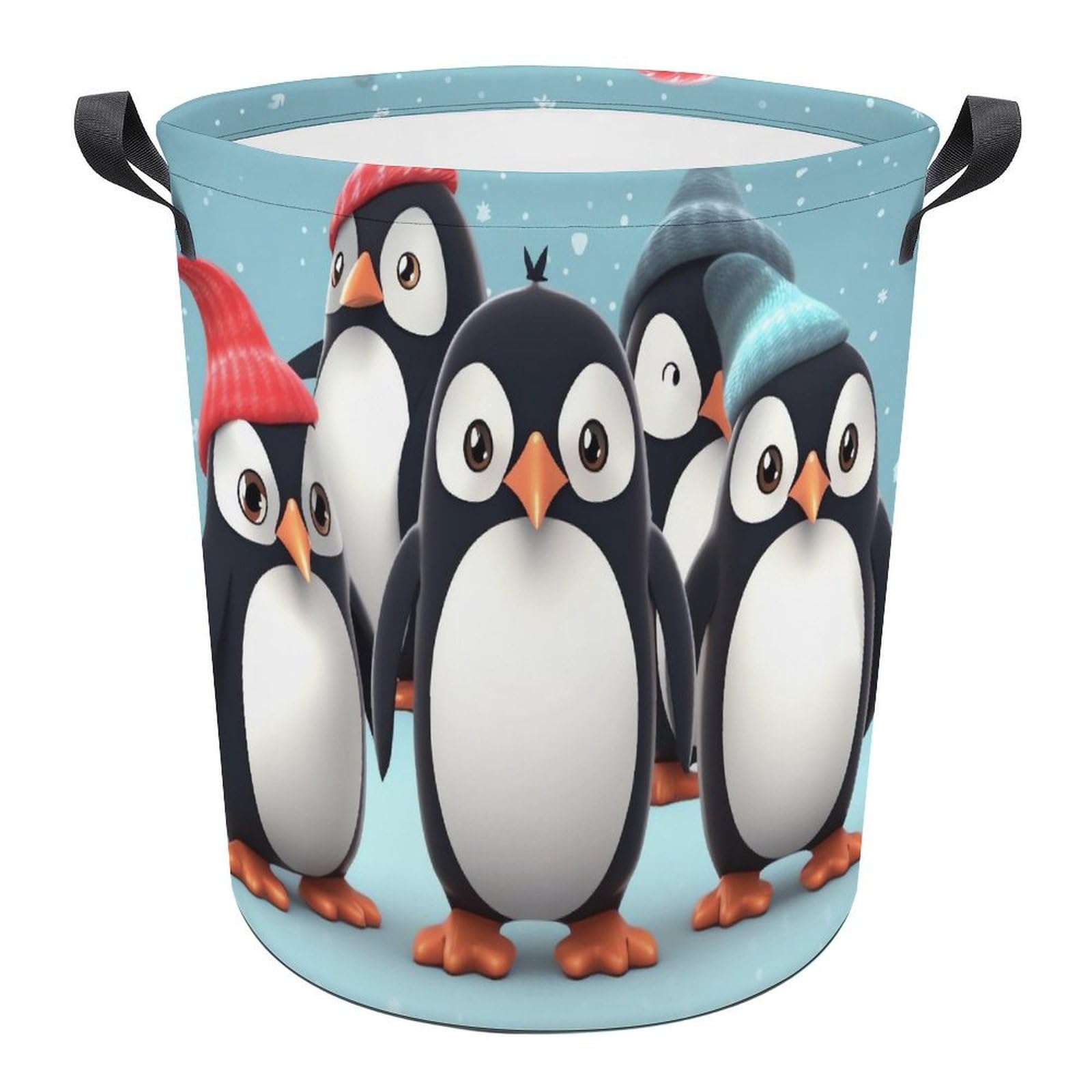 Panier à linge pliable pingouins, bac de rangement salon et bain