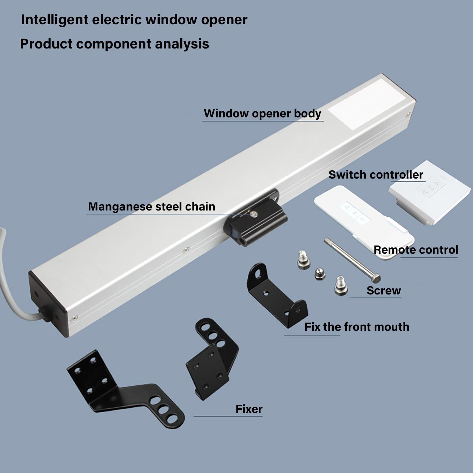 Abridor eléctrico de ventana de cadena de 24 V, actuador automático con control remoto para tragaluces y rejillas de ventilación de techo, práctico funcionamiento remoto para una fácil ventilación,