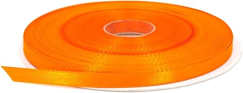 Cinta de satén naranja, 14 pulgadas x 50 yardas, color sólido de doble cara, rollo de cinta gruesa y duradera, 100% poliéster para envolver regalos,