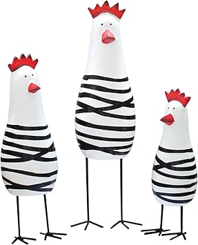Notakia Wooden Rooster Kitchen Decor Figurine Ornament Home Decoration Accessories Animal Statue for Living Room Wood Cute Chicken Chook Carving Figurines for Home Decor Set of 3