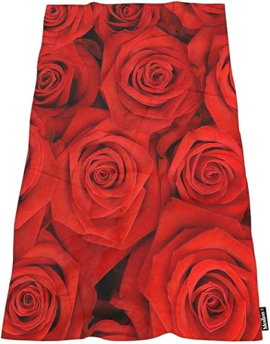 Moslion Cómoda toalla de baño hermosa rosa roja suave bañoplayacamping toalla para mujeres hombres niñas niños tamaño grande 64 x 32 pulgadas