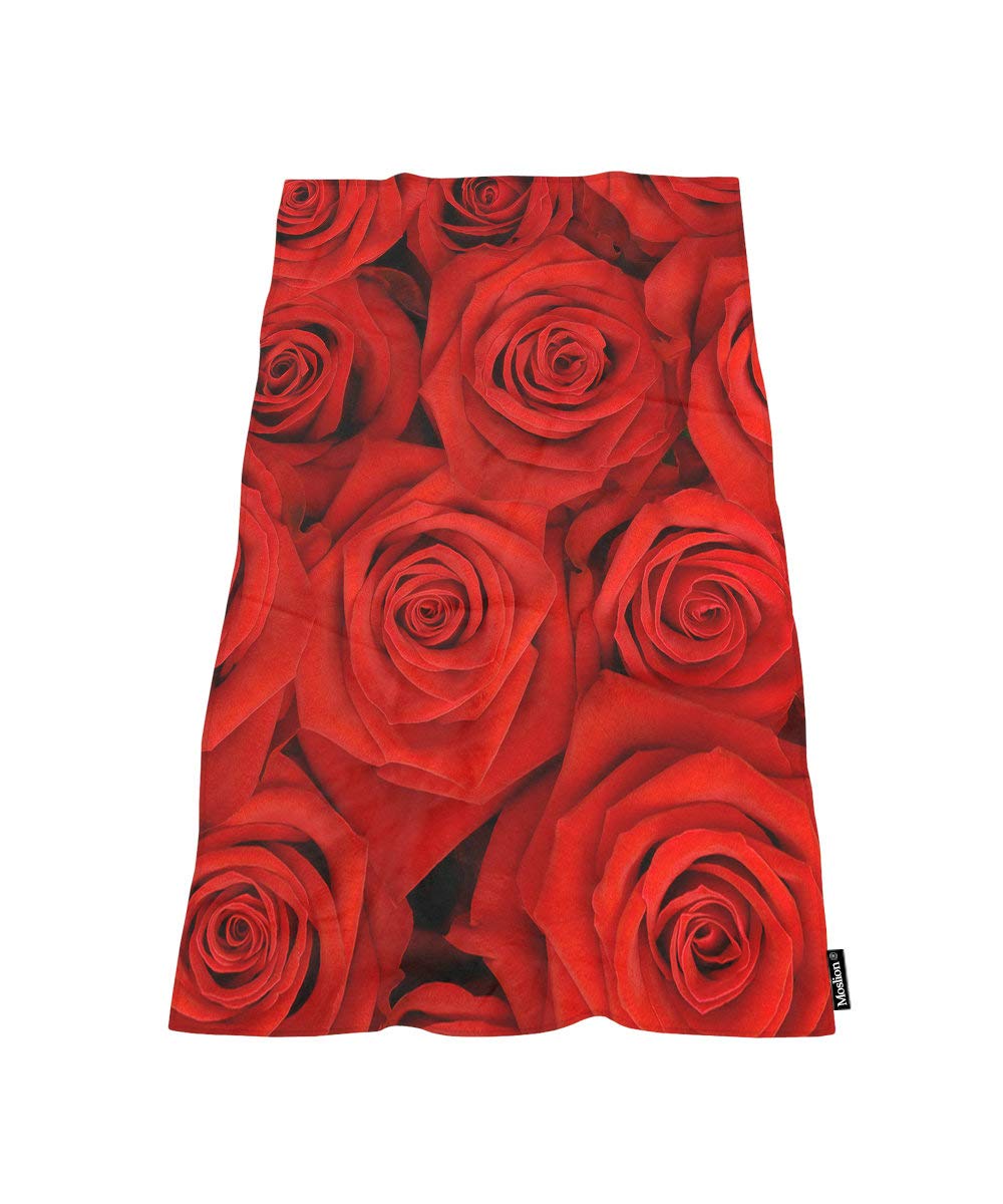 Moslion Comfy Bath Towels Beautiful Red Rose Soft Bathing/Beach/Camping Towel for Women Men Girls Boys Large Size 64x32 Inches