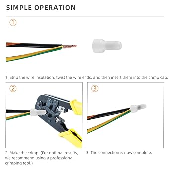 250 Pcs Closed End Wire Crimp Connectors and Terminals Kit - 22-18 18-14 12-10 AWG Gauge Nylon Core Insulated Cap Connector Terminal (White)