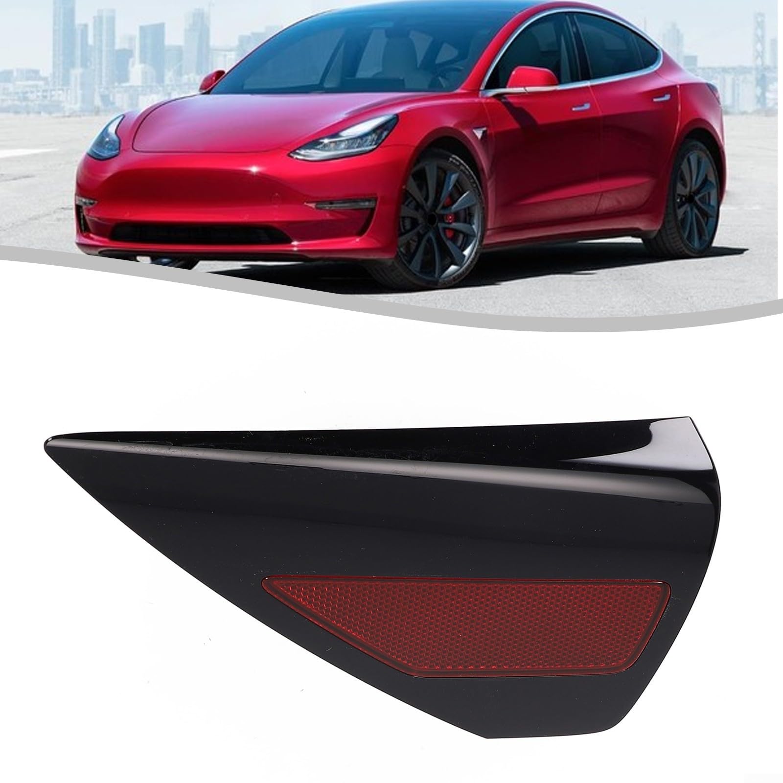 Copertura per sportello di ricarica, riflettore sinistro, lato conducente, posteriore, quarto per Tesla Model 3 2017-2023 e modello Y 2020-2023, lente rossa