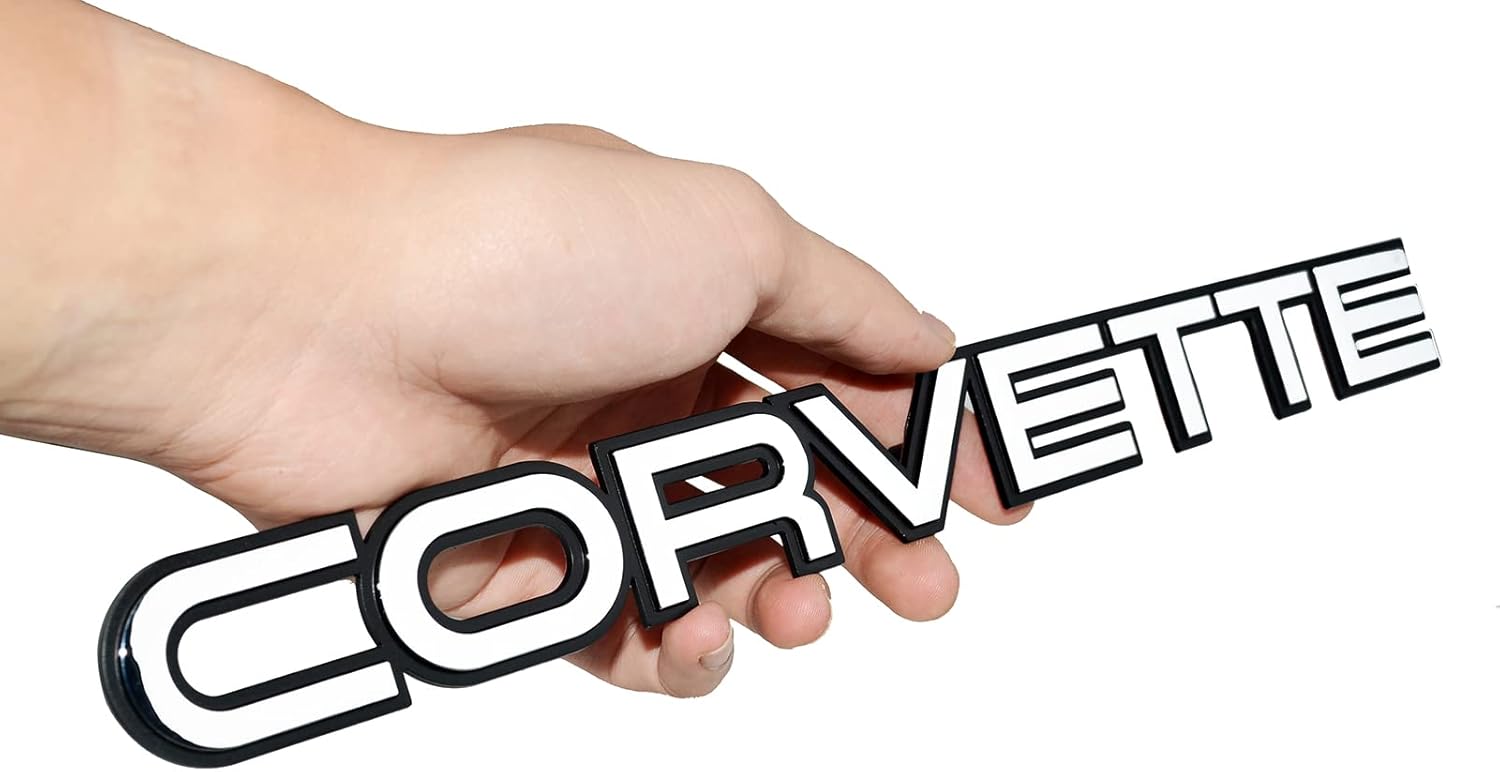 1Pc 84-89 Corvette Rear Bumper Emblem 3D Badge Letters Nameplate 14064531 Replacement for Corvette (Silver Black)