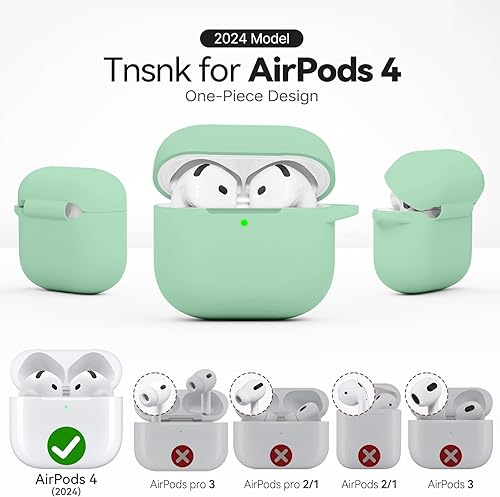 Miniatura 65 de Funda para AirPods 4, color rosa con kit de limpieza, funda de silicona suave para Airpod 4, compatible con Apple Airpods de 4ª generación 2024,