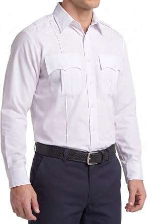 First Class Men's Polycotton Long Sleeve Uniform Shirt - Tactical Work Utility and Safety Security Shirt