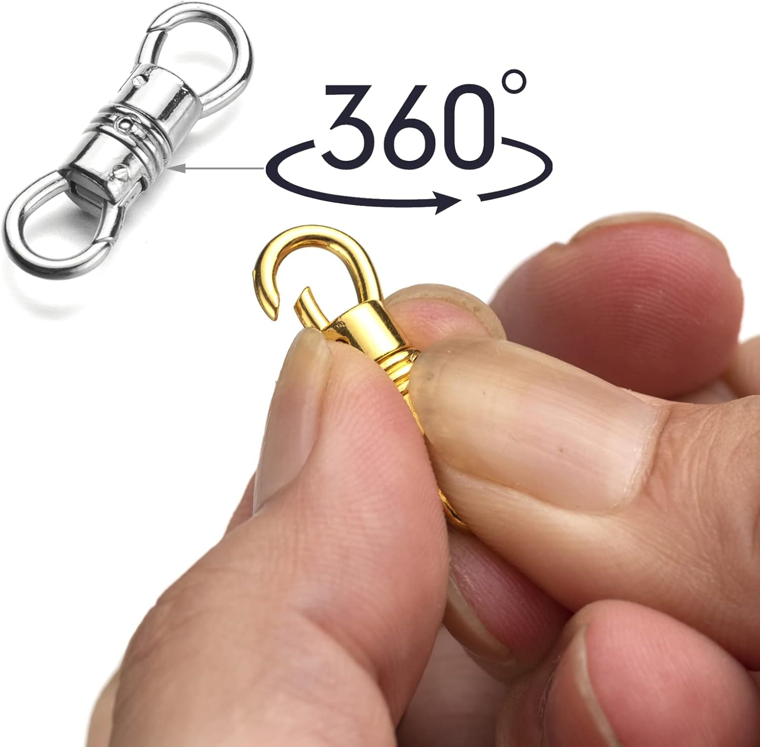 Zpsolution Double Opening Swivel Clasp for Necklace, Clasp Connector for Pendant, Necklace Charm Holder Silver/Gold 4PCS - Image 2