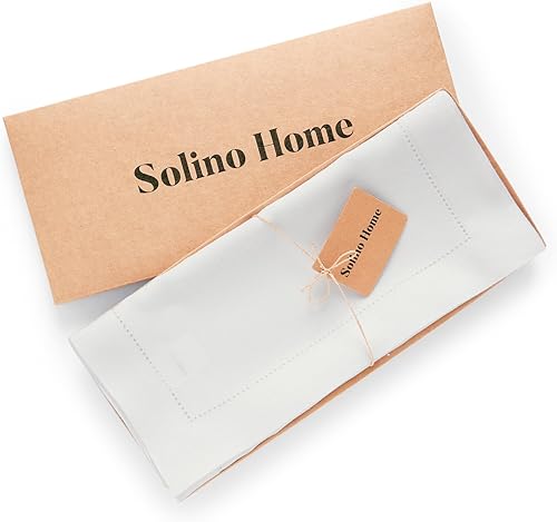 Miniatura 7 de Solino Home Camino de mesa de lino blanco de 36 pulgadas  100% lino puro de 14 x 36 pulgadas - Camino de mesa de peso medio con vainica  Camino de