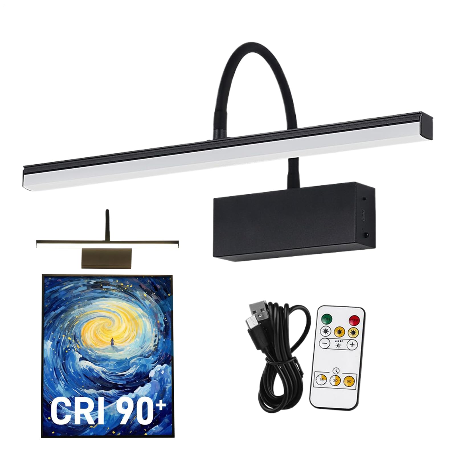 Bilderleuchte 3 Farbmodi Kabellose Dimmbare LED-Displayleuchte Für Fotos | Bildwandleuchte Mit Akku Und Fernbedienung Bilder Gemälde Innenbereich Wohnzimmer Schlafzimmer Heimdeko