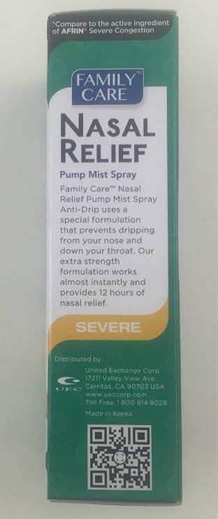 2 Pack - Family Care Nasal Relief Anti-drip Pump Mist - Oxymetazoline HCl