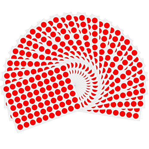 Image of Hylabelest 10mm Round Coloured Dot Stickers Sticky Lables, 20 Sheets, Total Pack of 1400 (Red)
