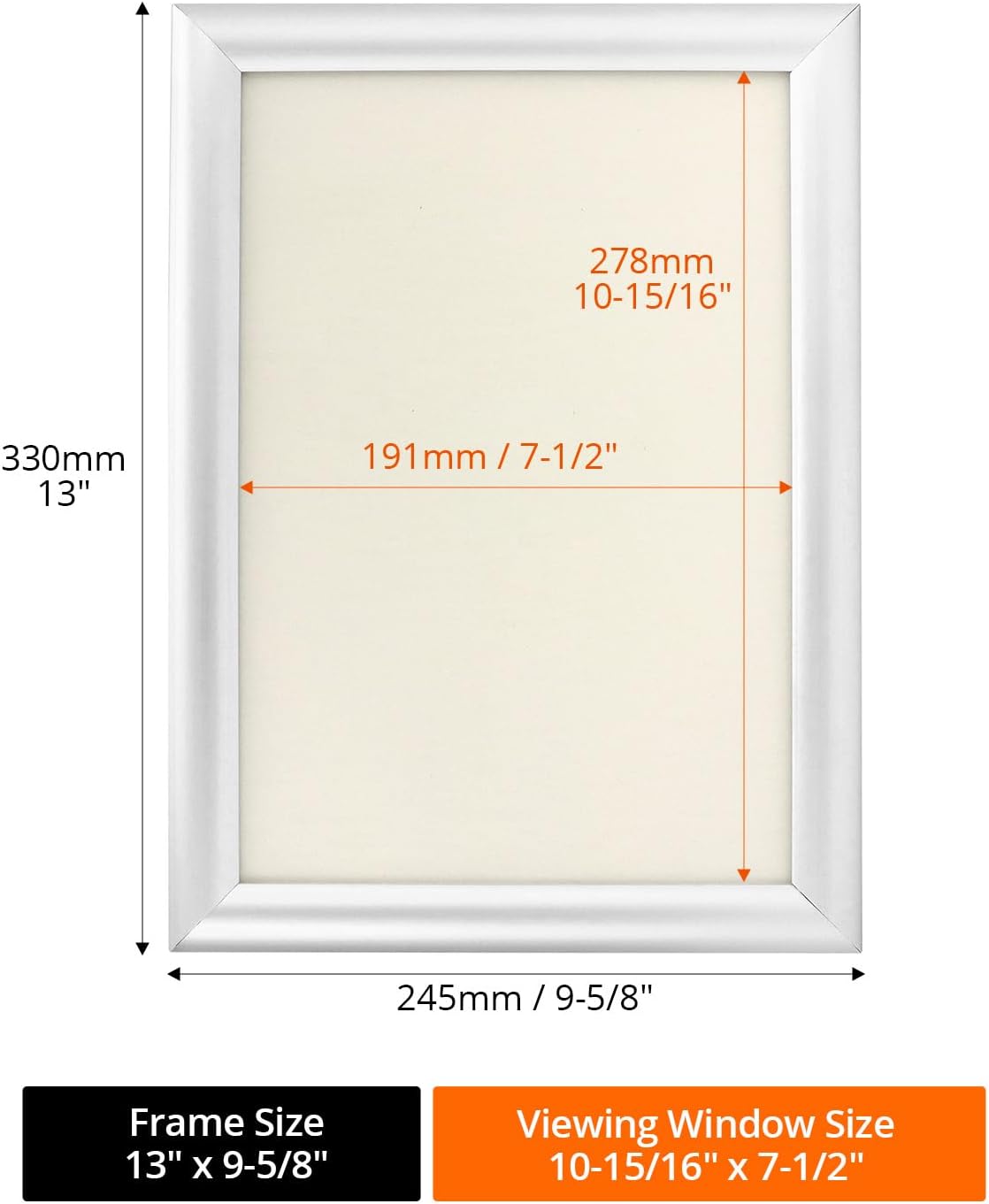 QWORK 4 Pack A4 Aluminum Snap Frame, Front-Loading Wall Mount Picture Frame Poster Holder with Mitred Corners, 1" Profile Anodised Aluminium, for Picture, Document or Certificate, Silver