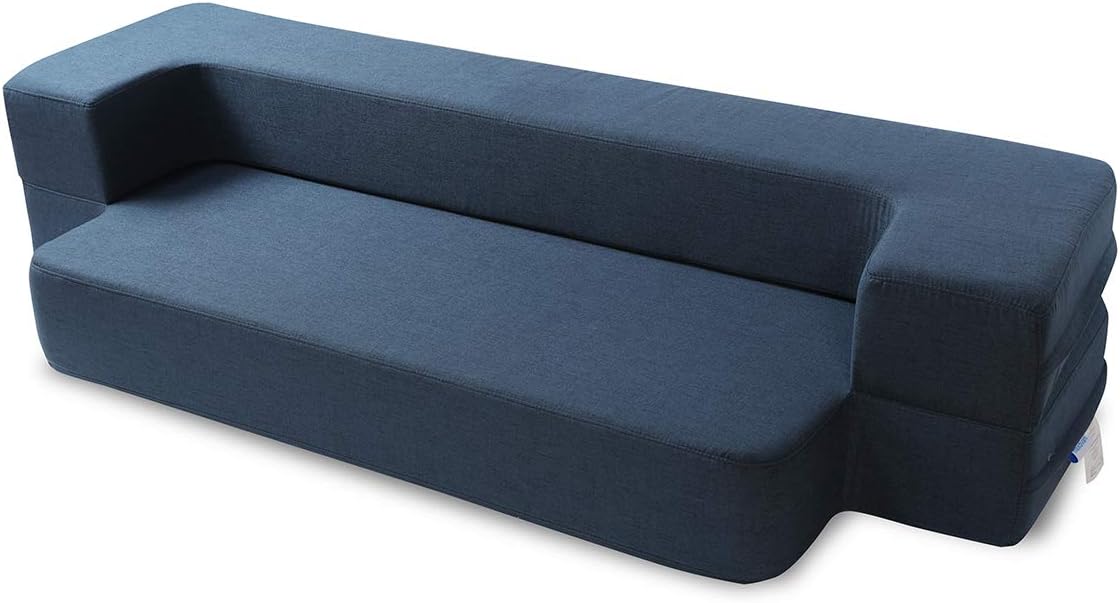 WOTU 10 Inch Folding Bed Couch Sleeper Foam Sofa Memory Foam Mattress Comfortable Sofa, Floor Couch Sleeper Sofa Foam Queen Suitable for Living Room Bedroom Loft RV Car and Travel Guest Room Dark Blue