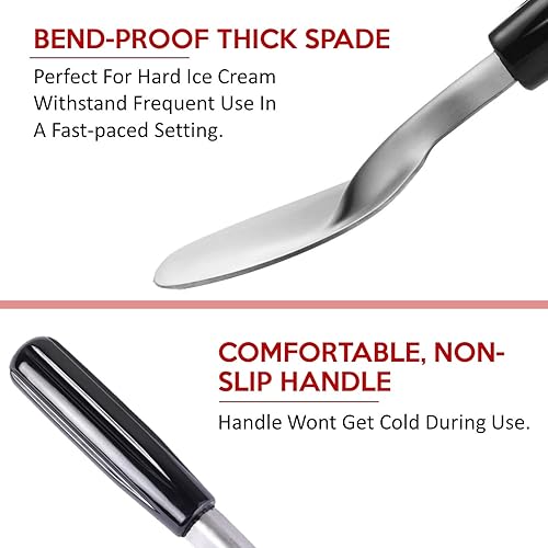 Miniatura 5 de Pala de helado – Paleta de helado de acero inoxidable para helado duro o cremoso – Cuchara de helado con mango de plástico cómodo – Pala de helado